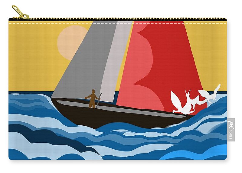 Sail Boat Zip Pouch featuring the digital art Sail Day by Christine Fournier