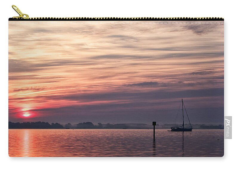 Bay Zip Pouch featuring the photograph Sailboat at Dawn by David Kay