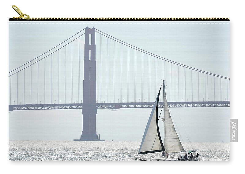 Sailboat Zip Pouch featuring the photograph Sailing By San Francisco Bay by This Image Is Property Of Picardo