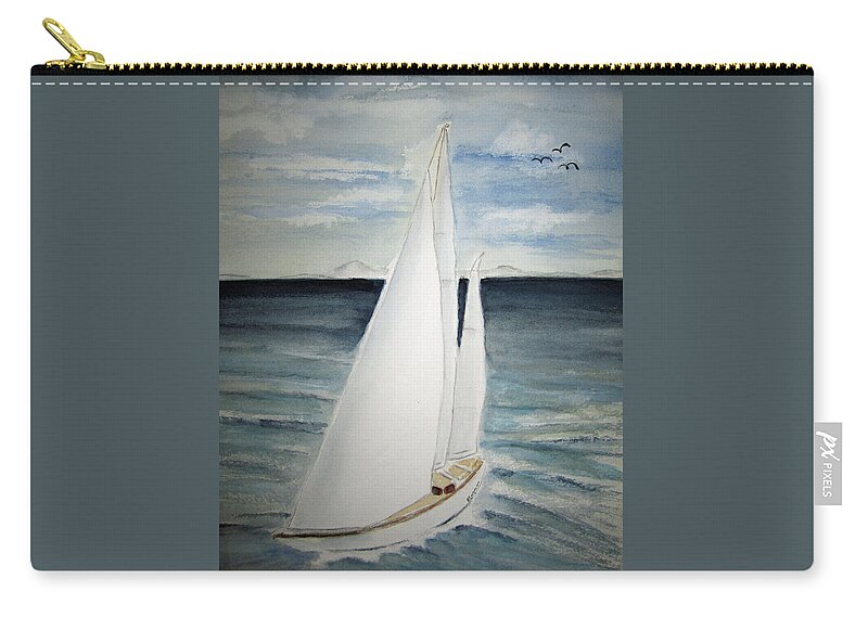 Yacht Zip Pouch featuring the painting Sailing by Elvira Ingram