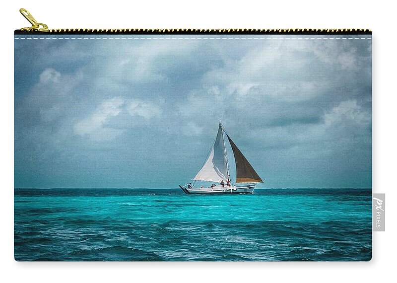 Sailing Tote Bag Zip Pouch featuring the photograph Sailing in Blue Belize by Kristina Deane