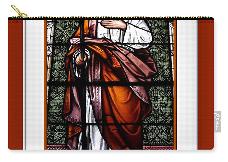 Saint Zip Pouch featuring the photograph Saint Joseph Stained Glass Window by Rose Santuci-Sofranko