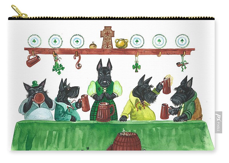 Painting Zip Pouch featuring the painting Saint Patricks Day MacDuff by Margaryta Yermolayeva