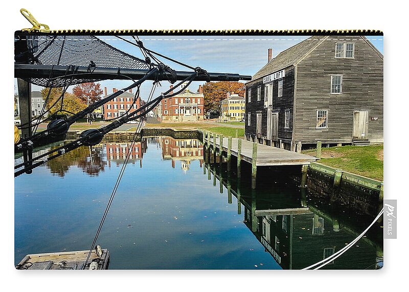 Derby Wharf Zip Pouch featuring the photograph Salem maritime historic site by Jeff Folger