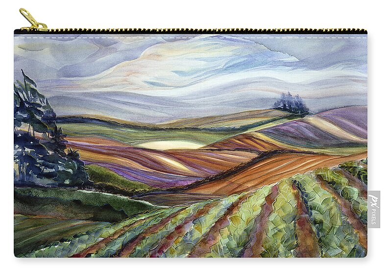 Jen Norton Zip Pouch featuring the painting Salinas Tapestry by Jen Norton