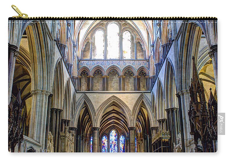 Architecture Zip Pouch featuring the photograph Salisbury Cathedral by Juli Scalzi