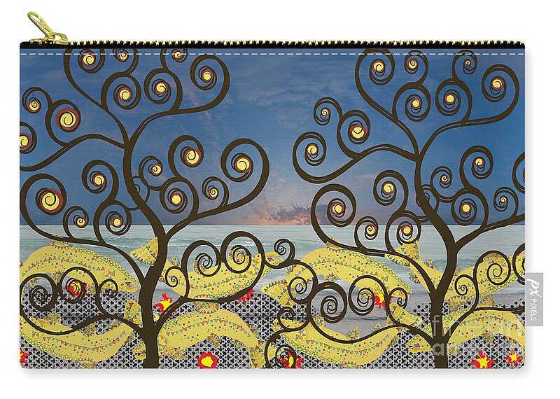 Salmon Spawning Zip Pouch featuring the digital art Salmon Dance Blue by Kim Prowse