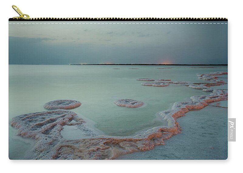 Tranquility Zip Pouch featuring the photograph Salt Formations At Dawn by Ilan Shacham