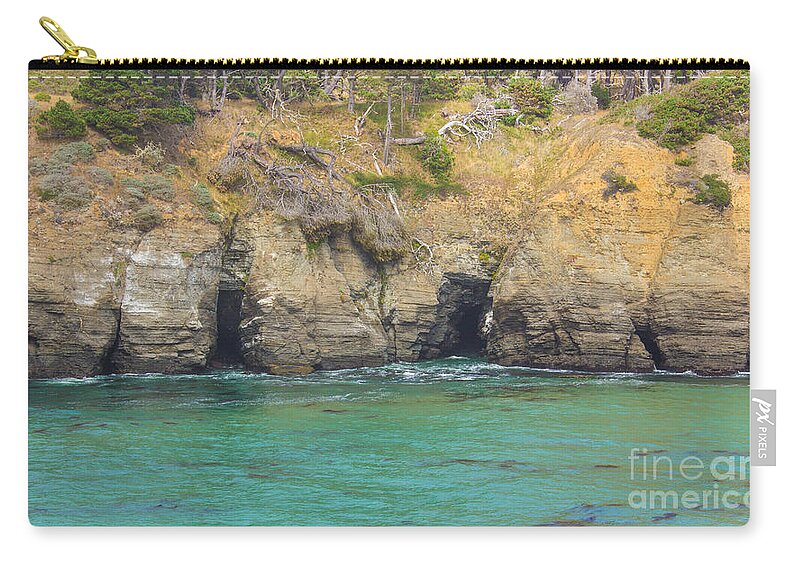 Salt Point Zip Pouch featuring the photograph Salt Point Sea Caves by Suzanne Luft