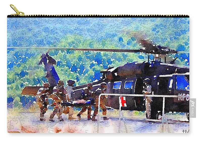 Medical Evacuation Zip Pouch featuring the painting Salvation by HELGE Art Gallery