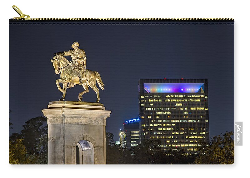 Herman Park Zip Pouch featuring the photograph Sam Houston at Night by Tim Stanley