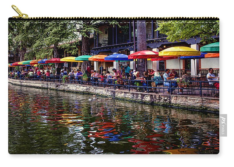 Riverwalk Zip Pouch featuring the photograph San Antonio Riverwalk III by Diana Powell