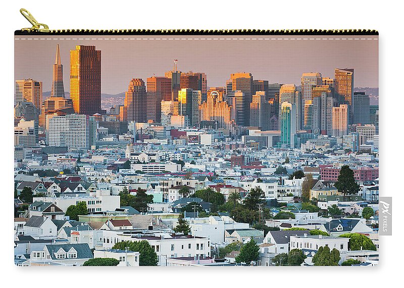 San Francisco Zip Pouch featuring the photograph San Francisco City From Noe Valley by Andrew Peacock