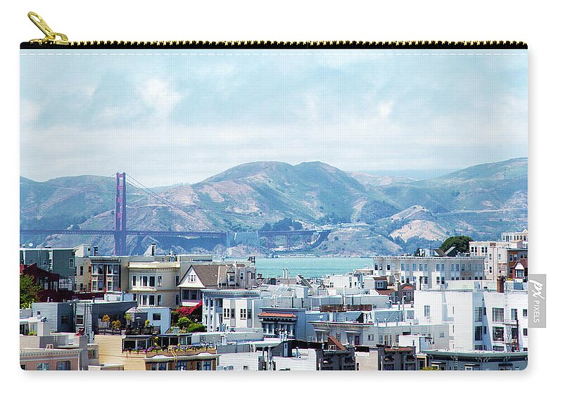 San Francisco Zip Pouch featuring the photograph San Francisco With A View Of The Golden by Elisabeth Pollaert Smith