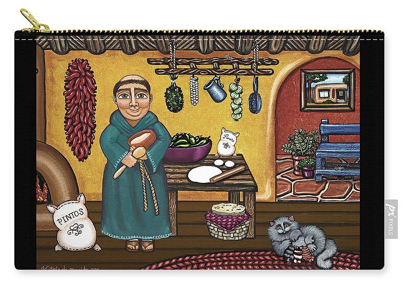 San Pascual Zip Pouch featuring the painting San Pascuals Kitchen by Victoria De Almeida