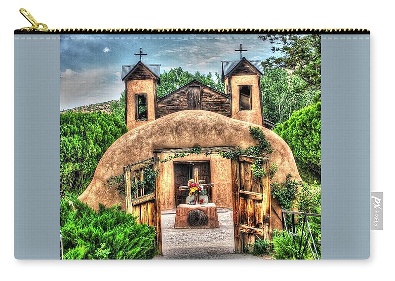 Santuario De Chimayo Zip Pouch featuring the photograph Santuario de Chimayo by Lanita Williams