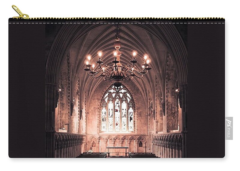 Pink Zip Pouch featuring the photograph Sanctuary, England - Architecture Is A by Aleck Cartwright