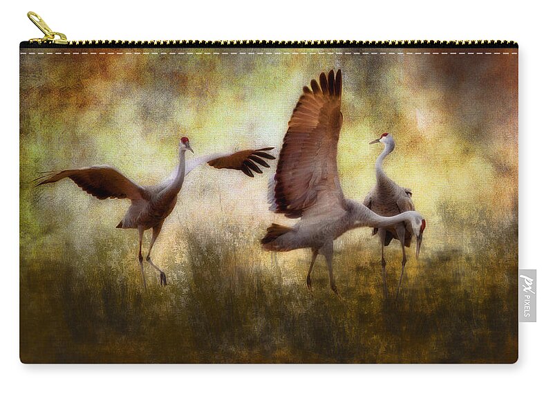 Wildlife Zip Pouch featuring the photograph Sandhill Cranes by Ellen Heaverlo
