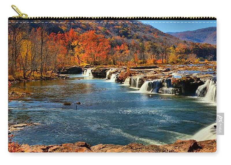 Sandstone Falls Panorama Zip Pouch featuring the photograph Sandstone Falls Panorama by Adam Jewell