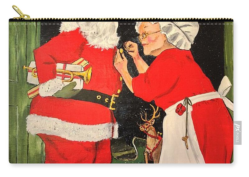 Christmas Zip Pouch featuring the painting Santa and Mrs by Alan Lakin
