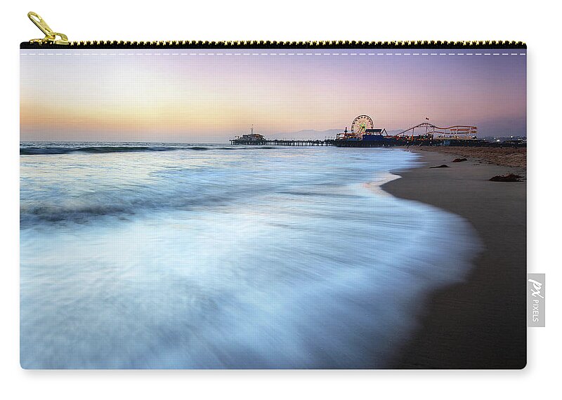 Scenics Zip Pouch featuring the photograph Santa Monica Beach by Piriya Photography