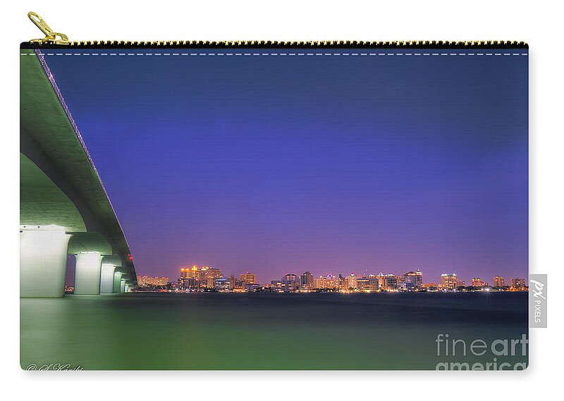Fl Zip Pouch featuring the photograph Sarasota Skyline and Ringling Causeway by Sue Karski