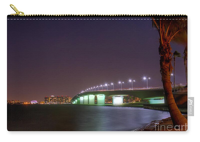 Fl Carry-all Pouch featuring the photograph Sarasota Skyline at Night by Sue Karski