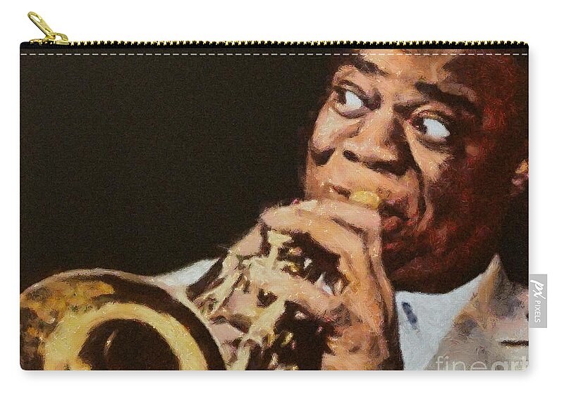  Jazz Trumpeter Zip Pouch featuring the painting Satchmo by Dragica Micki Fortuna