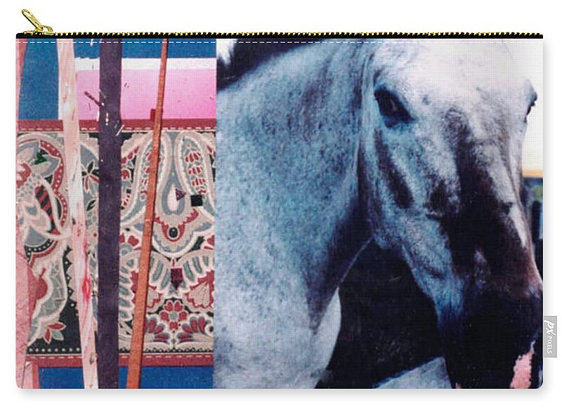 Horse Zip Pouch featuring the mixed media Saturday by Mary Ann Leitch