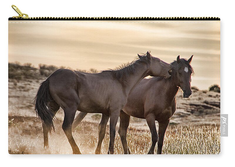 Brumbies Zip Pouch featuring the photograph Saying it Softly by Douglas Barnard