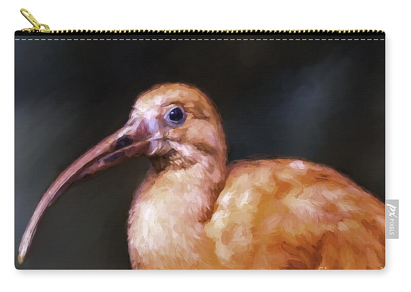 Scarlet Ibis Zip Pouch featuring the digital art Scarlet Ibis by Ken Frischkorn