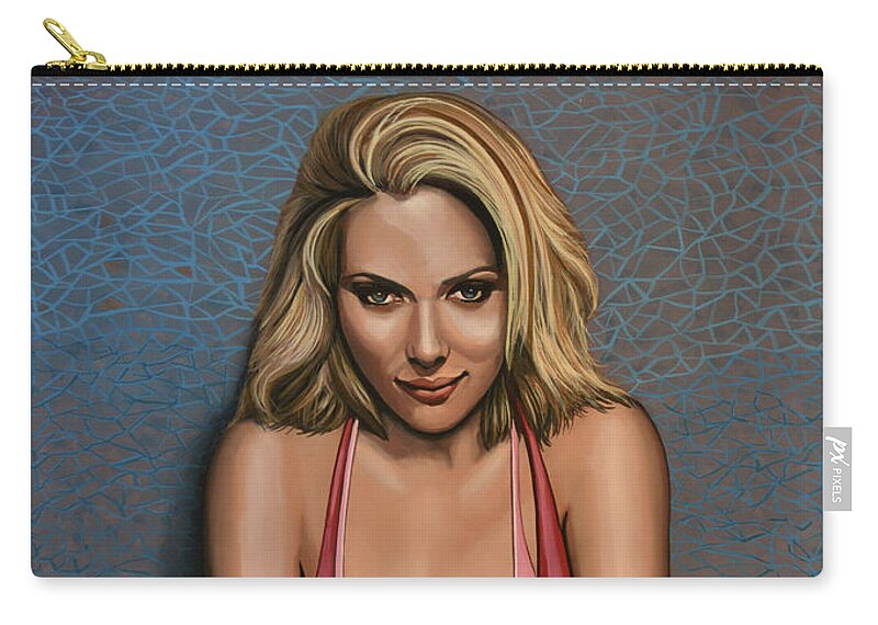 Scarlett Johansson Carry-all Pouch featuring the painting Scarlett Johansson by Paul Meijering