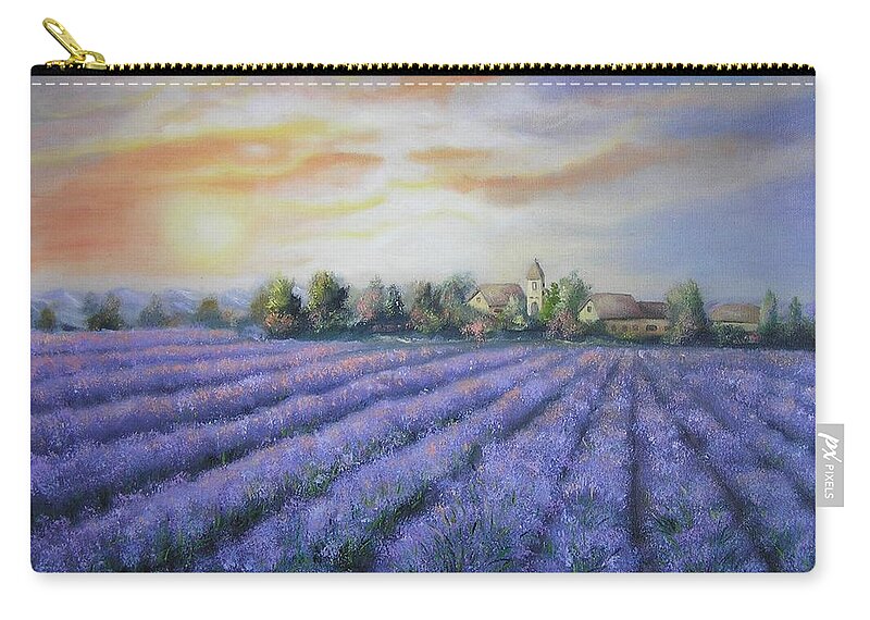 Landscapes Zip Pouch featuring the painting Scented field by Vesna Martinjak