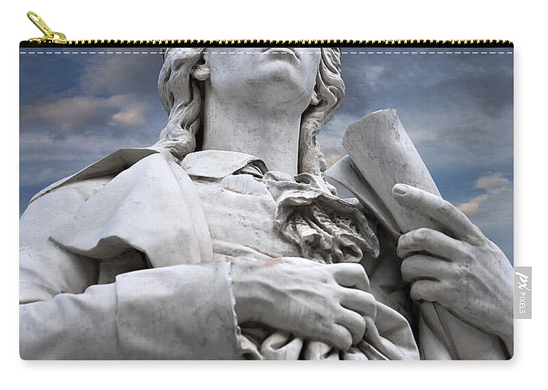 Endre Zip Pouch featuring the photograph Schiller's Statue In Berlin by Endre Balogh