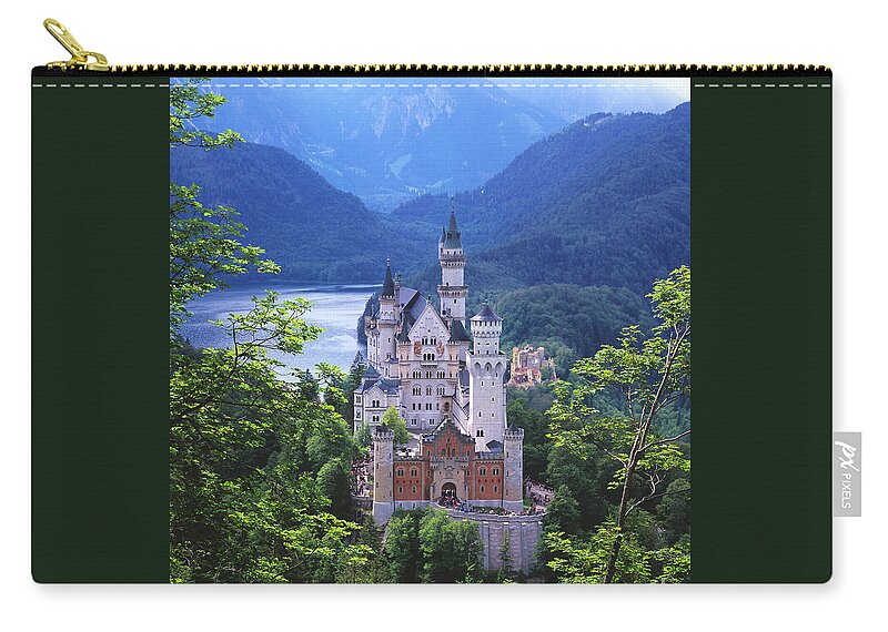 Hohenschwangau Zip Pouch featuring the photograph Schloss Neuschwanstein by Timm Chapman