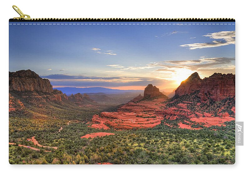 Red Rocks Zip Pouch featuring the photograph Schnebly Hill Sunset by Alexey Stiop