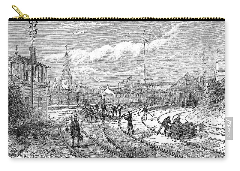 1883 Zip Pouch featuring the painting Scotland Train Crash by Granger