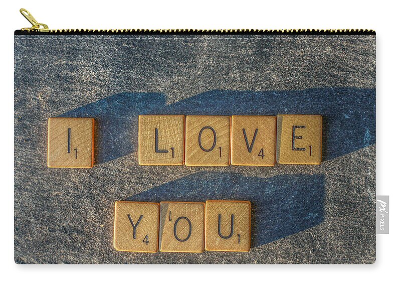 Scrabble I Love You Zip Pouch featuring the photograph Scrabble I Love You by Randy Steele