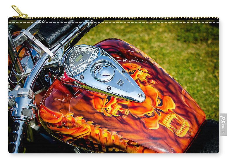 Demons Zip Pouch featuring the photograph Screaming Demons Bike Tank by David Morefield