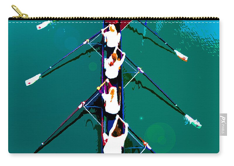 Rowing Zip Pouch featuring the painting Rowing in the sun by David Lee Thompson
