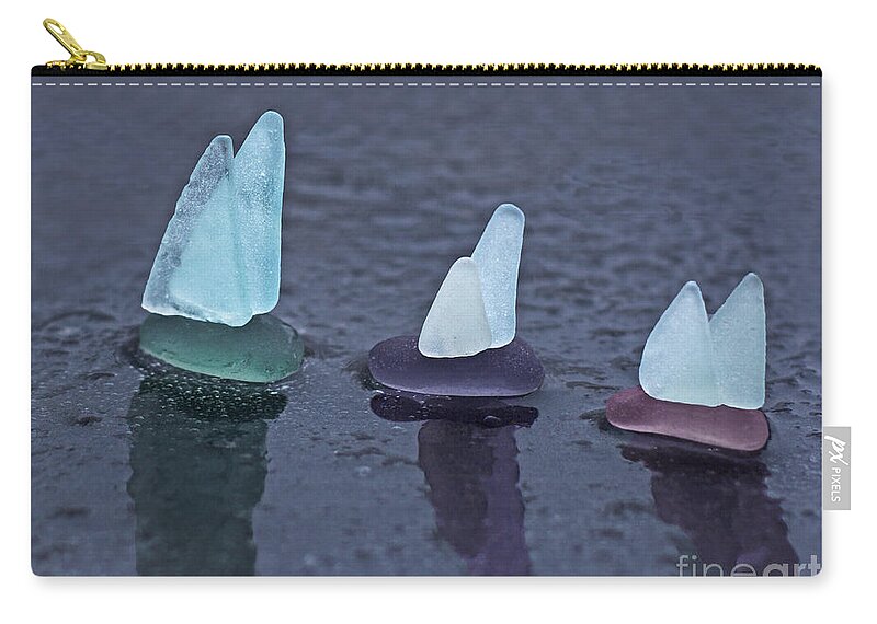 Sea Zip Pouch featuring the photograph Sea Glass Flotilla by Barbara McMahon