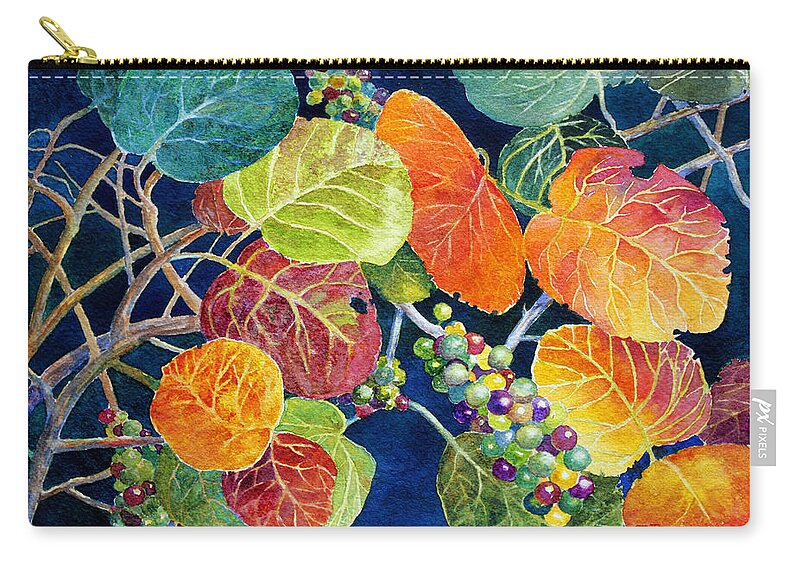 Seagrapes Zip Pouch featuring the painting Sea Grapes II by Roger Rockefeller