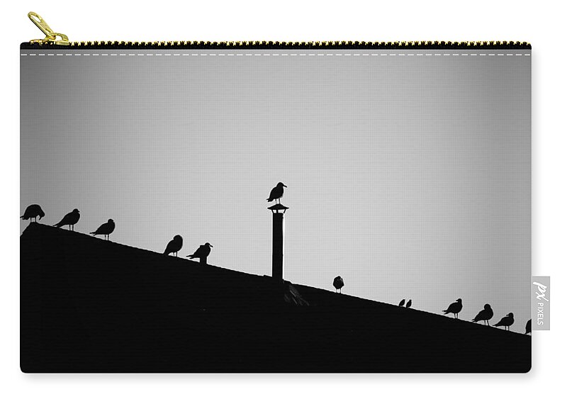 Birds Zip Pouch featuring the photograph Sea Gulls in Silhouette by Allan Morrison