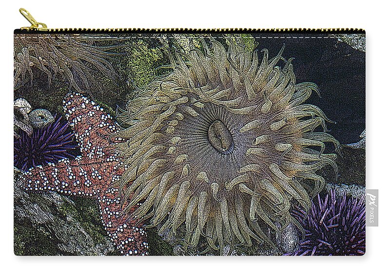 Sea Urchins Zip Pouch featuring the digital art Sea life by Ernest Echols