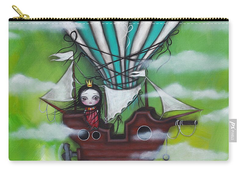 Air Ship Carry-all Pouch featuring the painting Sea of Clouds by Abril Andrade
