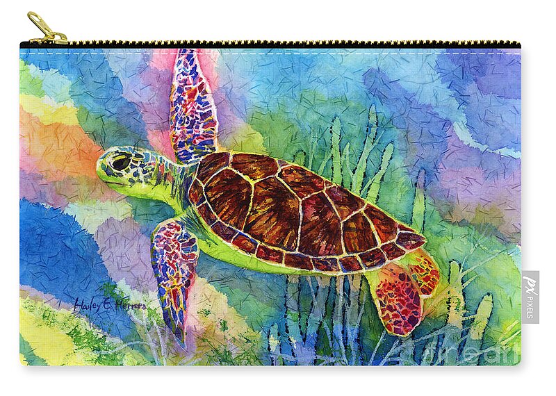 Turtle Carry-all Pouch featuring the painting Sea Turtle by Hailey E Herrera