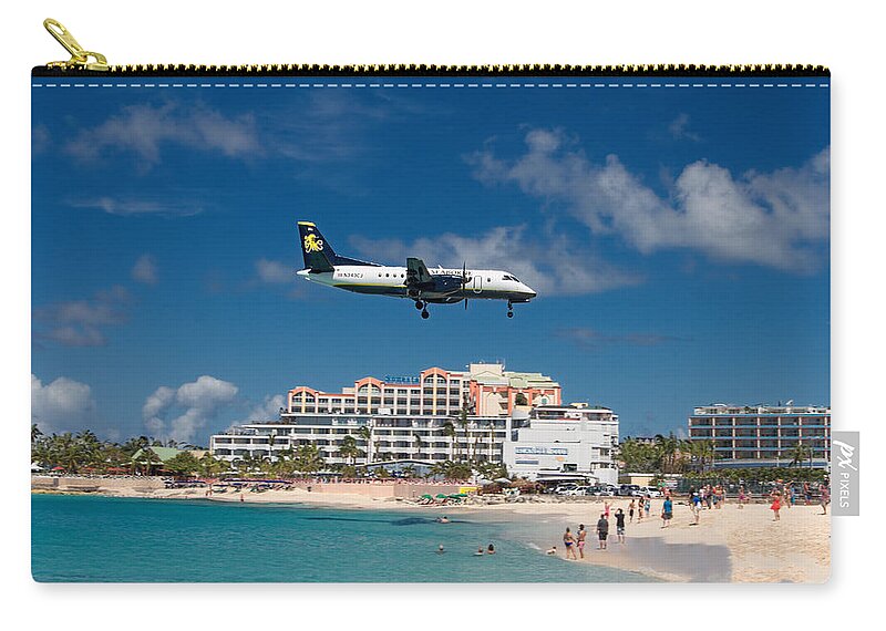 Seaborne Zip Pouch featuring the photograph Seaborne Airlines at St. Maarten by David Gleeson