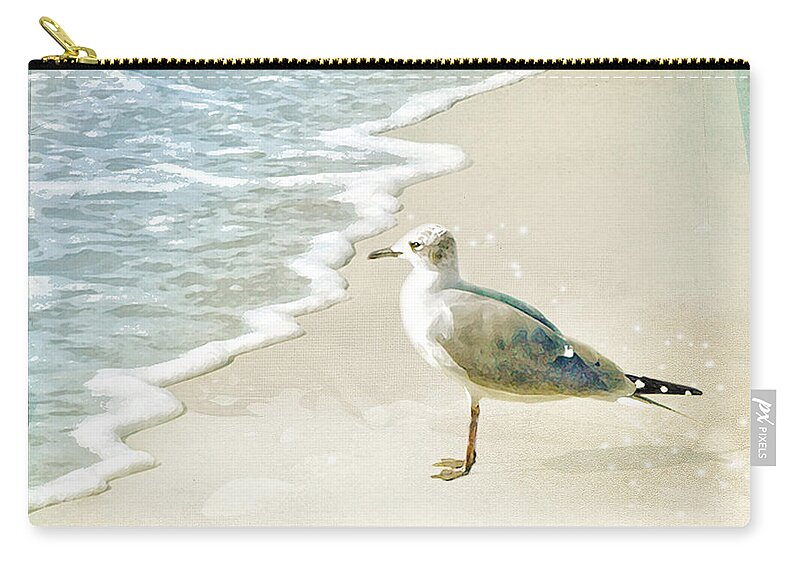Seagull Zip Pouch featuring the photograph Marco Island Seagull by Karen Lynch