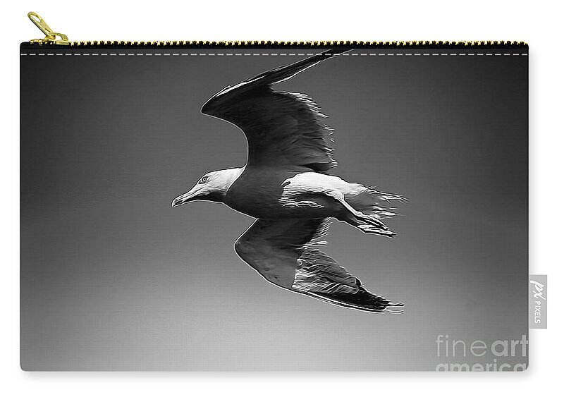 Jonathan Livingston Seagull Zip Pouch featuring the photograph Seagull flying higher by Stefano Senise