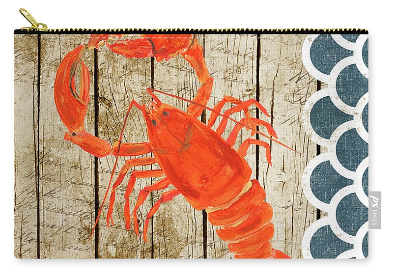 Sealife Zip Pouch featuring the painting Sealife Lobster by South Social D